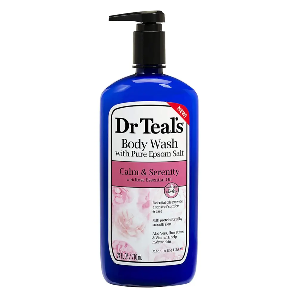 Sữa Tắm Thư Giãn Hoa Hồng, Body Wash with Pure Epsom Salt, Calm & Serenity with Rose Essential Oil, 24 fl oz (710ml) - DR TEAL'S